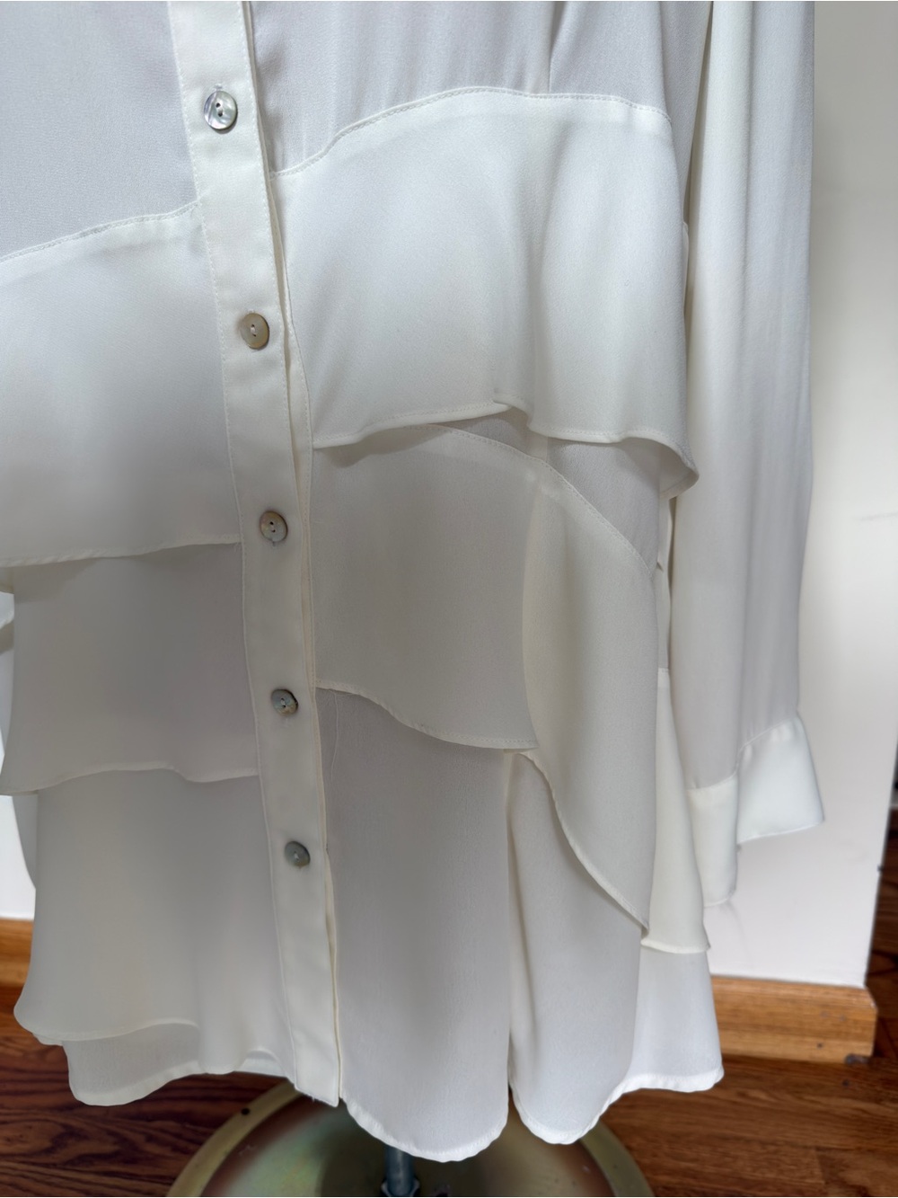 Finley Cream Ruffle-Tier Button-Down Shirt #182 - Picture 2 of 6